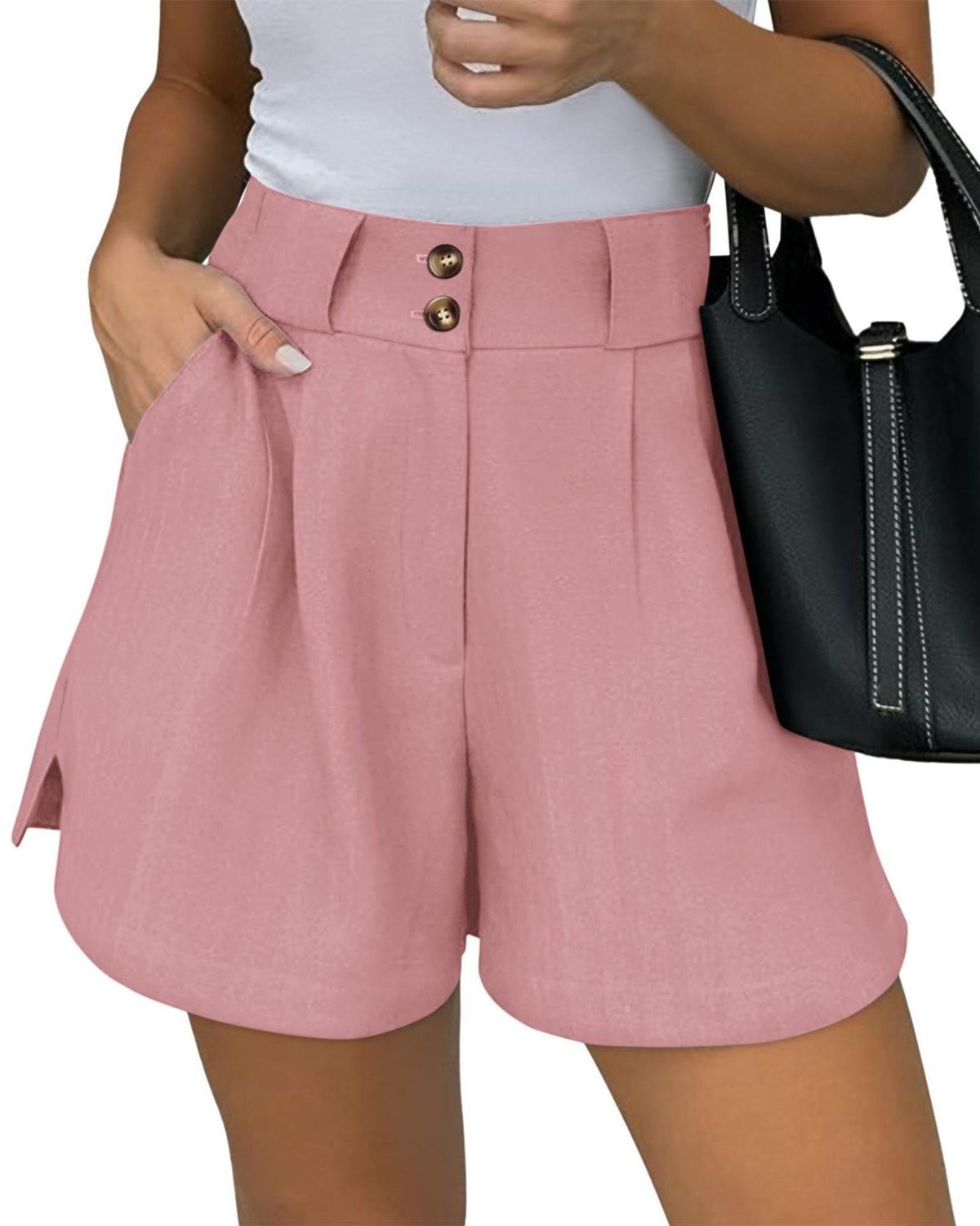 Women's Tailored Bermuda Shorts – High-Waist Pleated Wide Leg