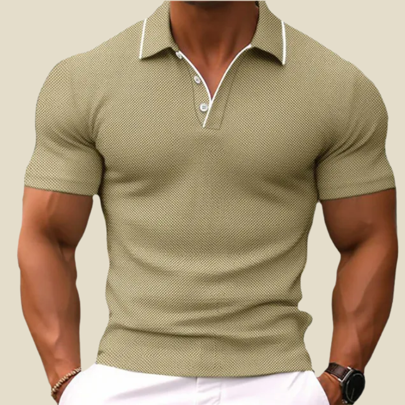 Men's Knit Polo Shirt – Slim Two-Button Placket