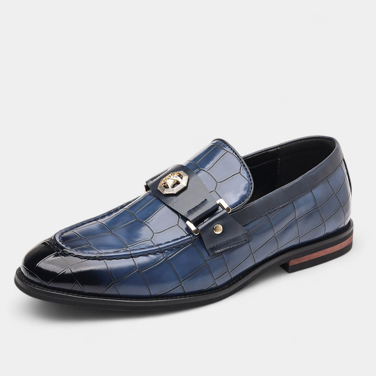 Men's Leather Loafers – Plaid Strap Slip-On