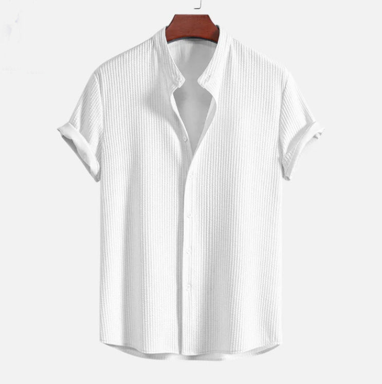 Men's Short Sleeve Button-Up Shirt – Relaxed Straight Hem