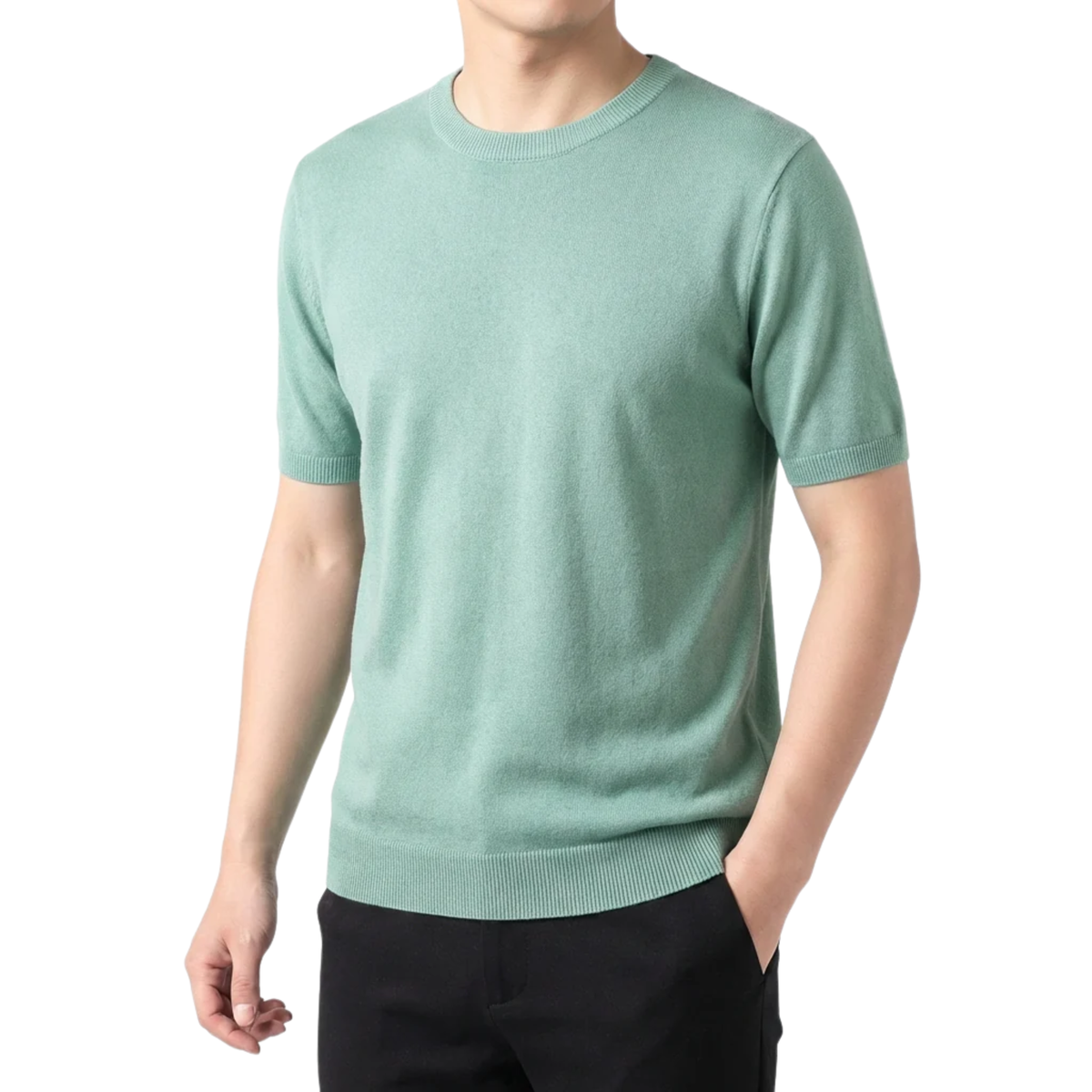 Men's Fine Knit T-Shirt – Relaxed Straight Crew Neck