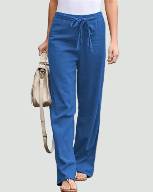 Women's Wide-Leg Pants – High-Rise Tie Waist