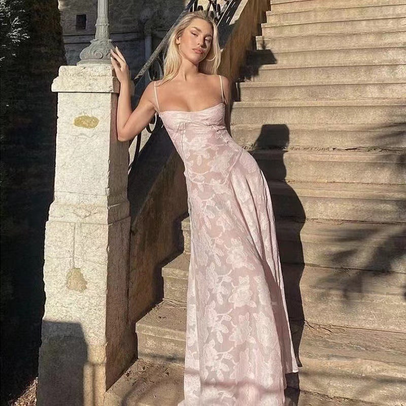 Women's Lace Maxi Dress – Sweetheart Neck Slip-Lined