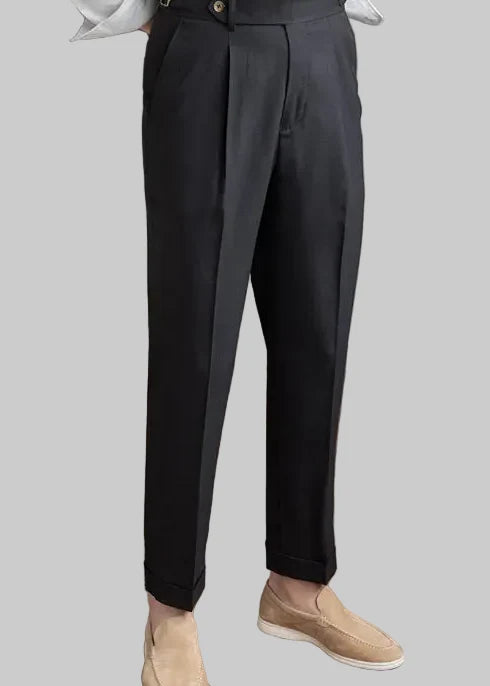 Men's High-Waisted Pants – Retro Straight Leg