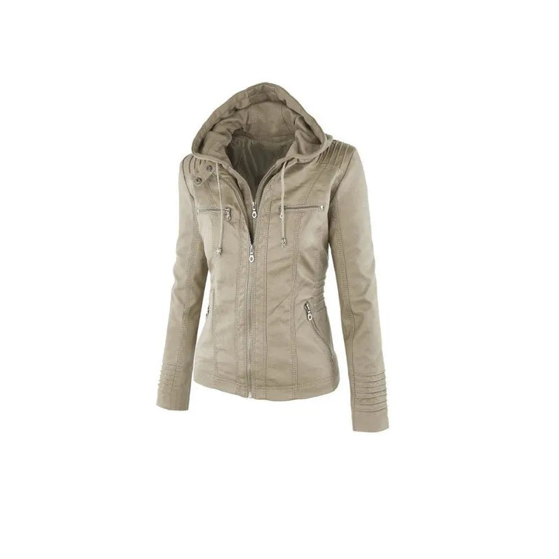 Women's Faux Leather Moto Jacket – Tailored Fitted Cut