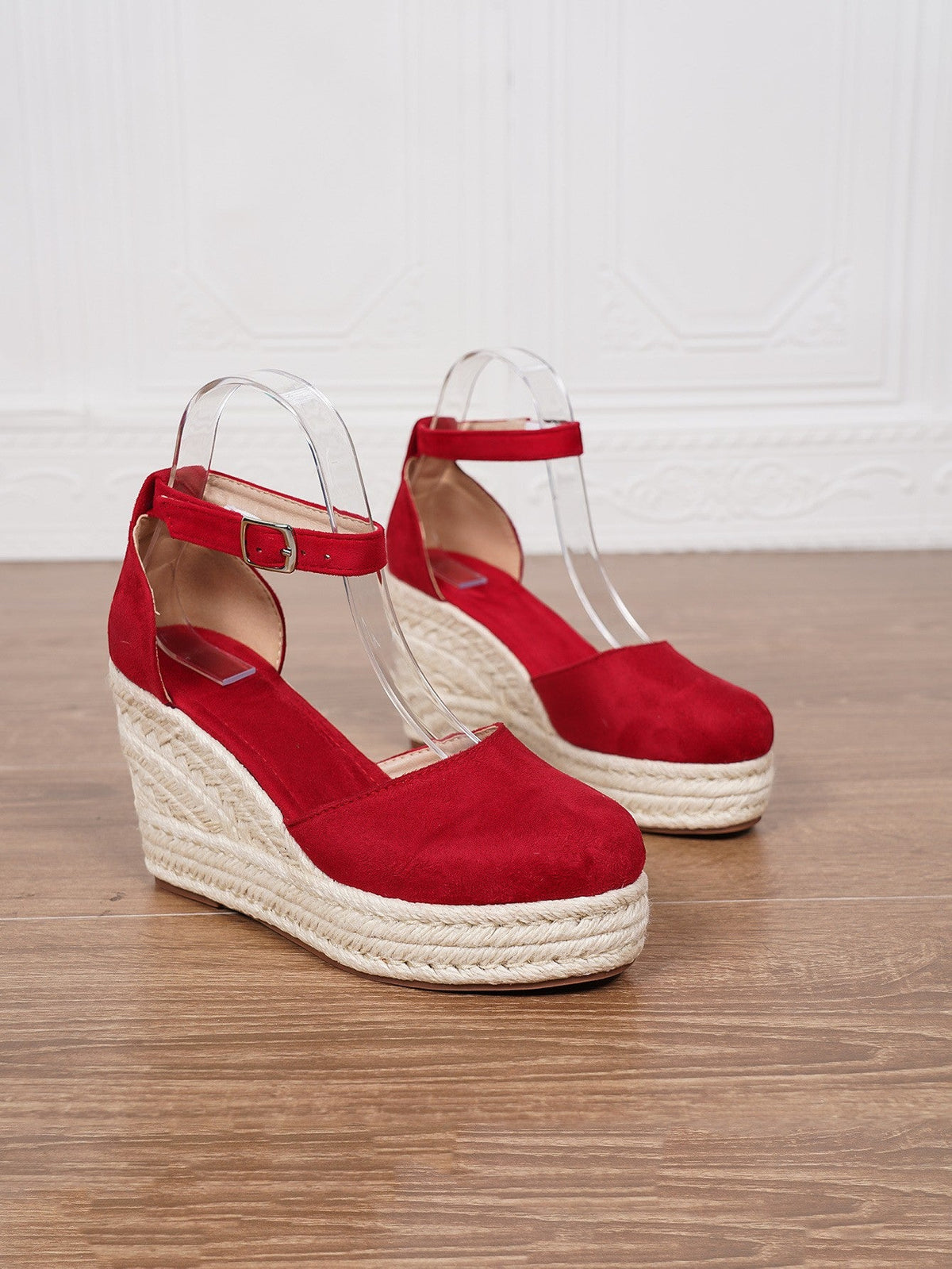 Women's Suede Platform Sandal – Braided Espadrille Sole