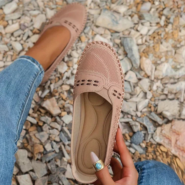 Women's Slip-On Loafers – Matte Round-Toe Flat
