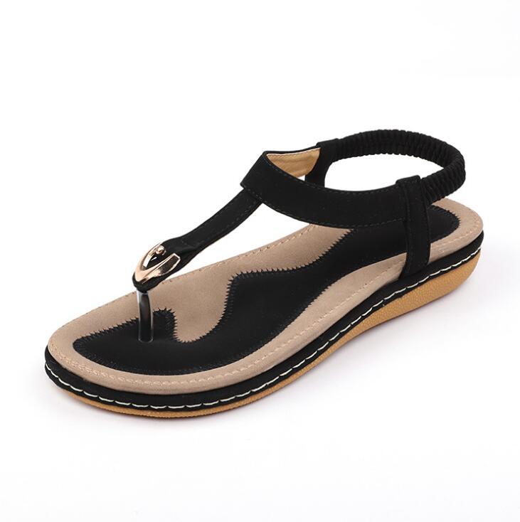 Women's Flat Sandal – Adjustable T-Strap Arch Footbed