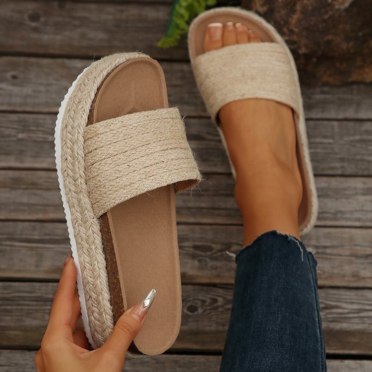 Women's Platform Espadrille Sandal – Braided Jute Slip-On