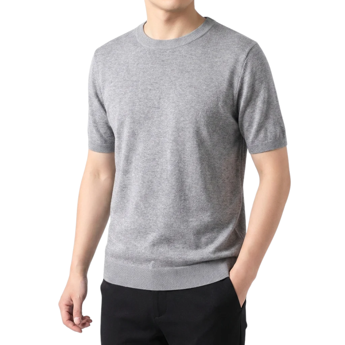 Men's Fine Knit T-Shirt – Relaxed Straight Crew Neck