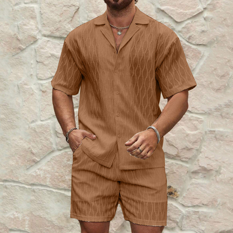 Men's Shirt and Shorts Set – Relaxed Open-Collar Fit