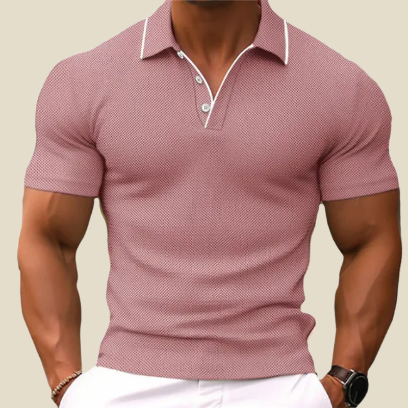 Men's Knit Polo Shirt – Slim Two-Button Placket