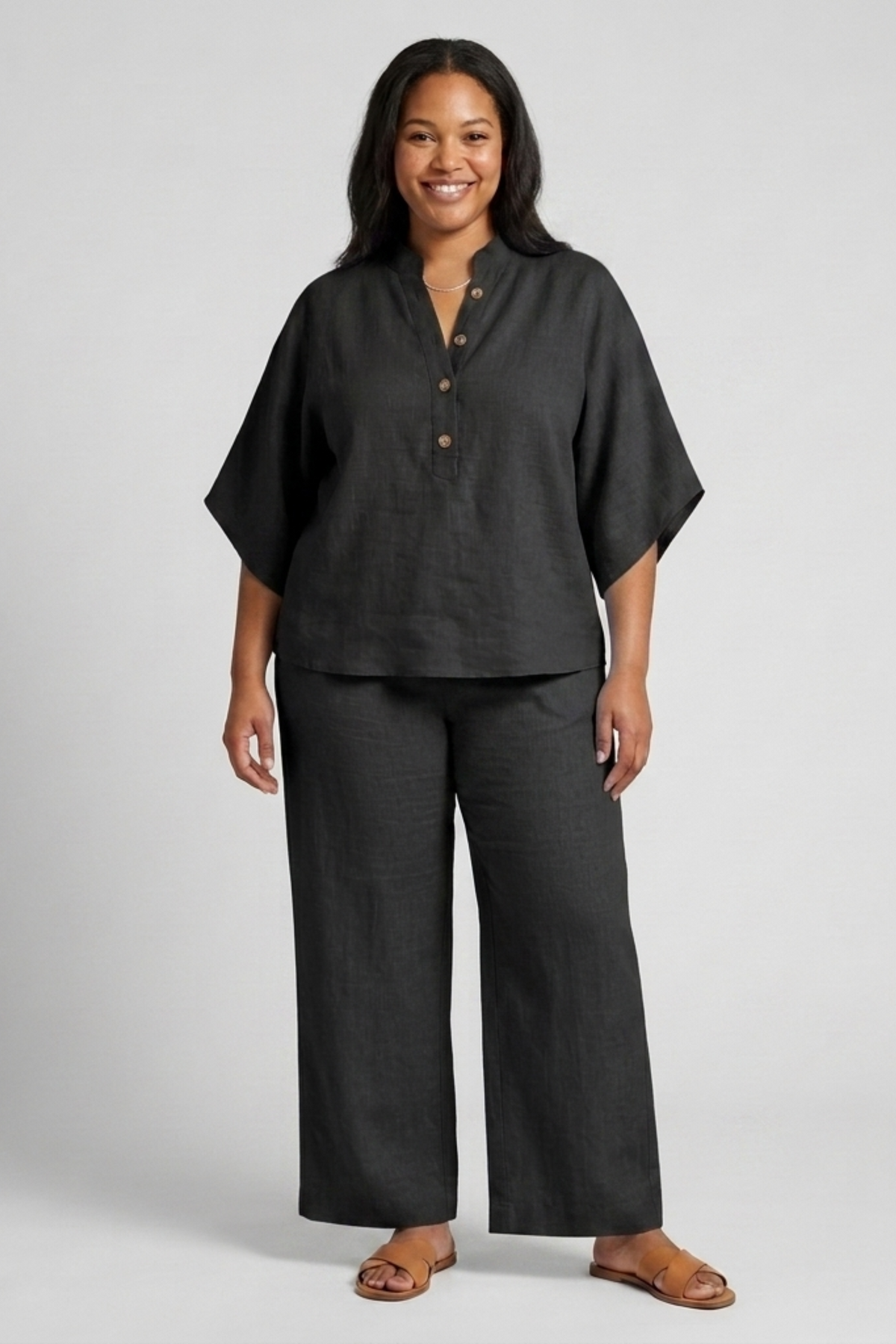 Women's Cotton-Linen Two-Piece Set – Balloon Leg Pants