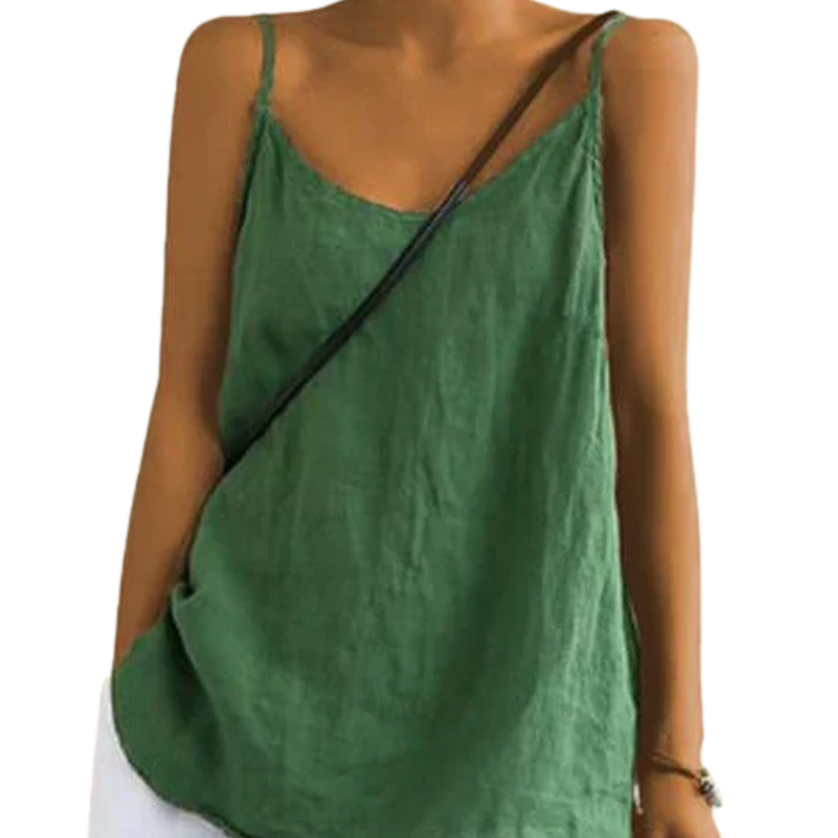 Women's Cotton-Linen Cami Top – Relaxed V-Neck Fit