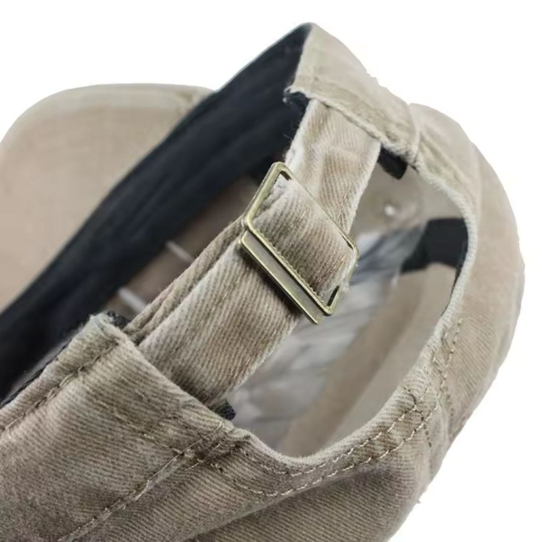 Men's Washed Cotton Cap – Flat-Top Vintage Patch