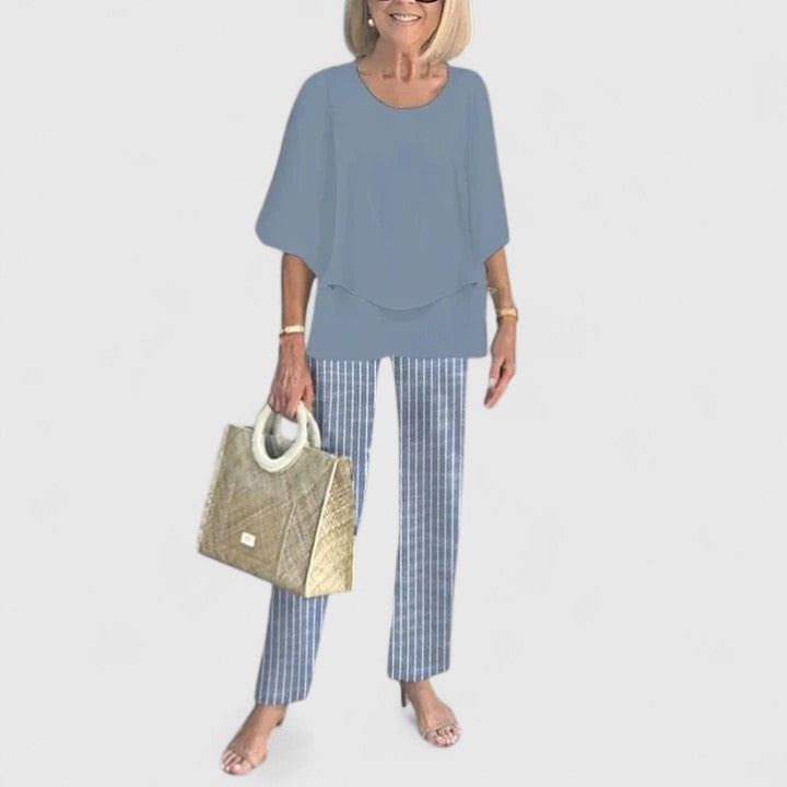 Women's Two-Piece Pants Set – Half Sleeve Wide-Leg