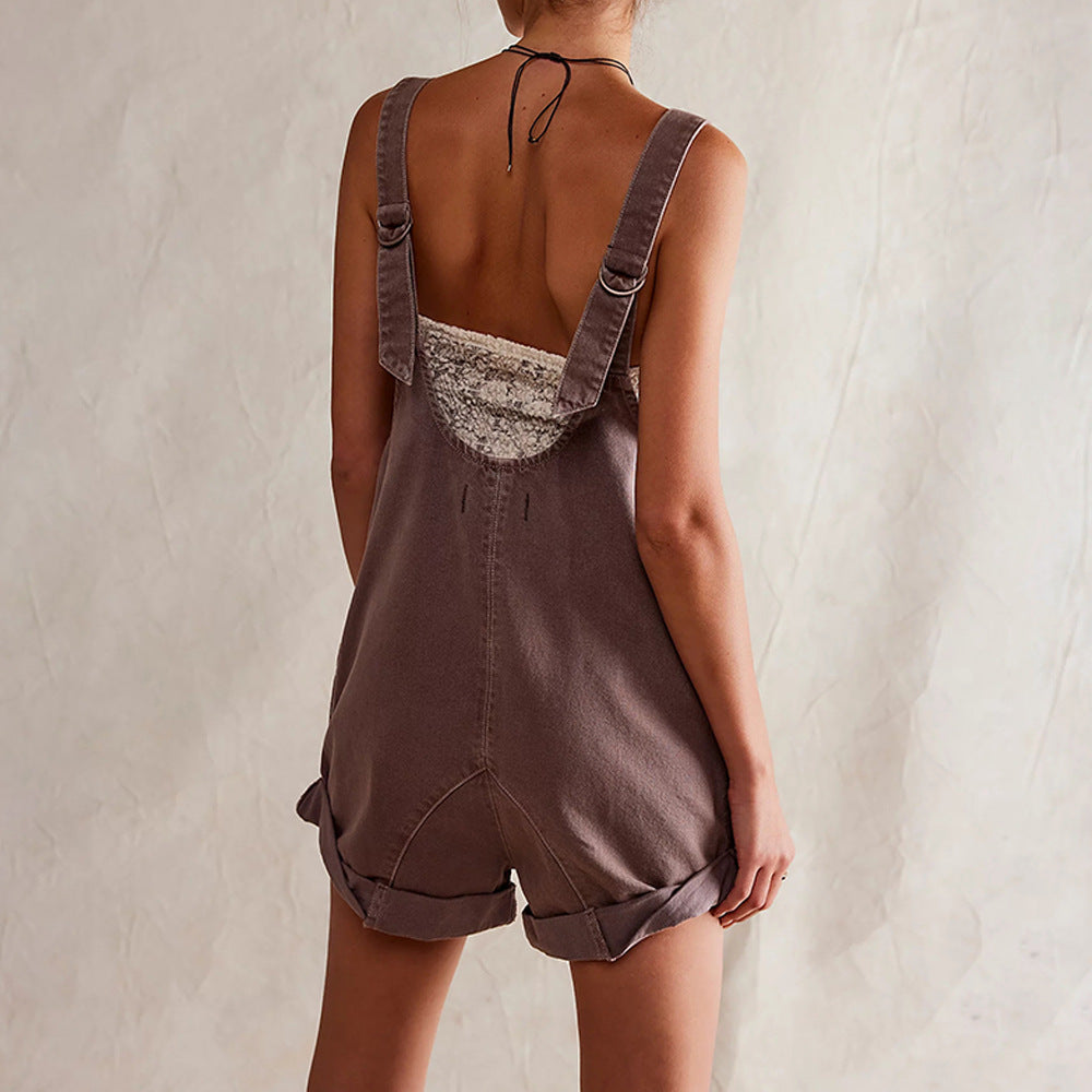 Women's Denim Romper – Oversized Sleeveless Fit