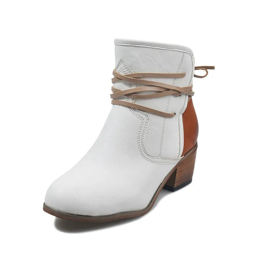 Women's Cowboy Boots – Wrap Lace Stacked Heel