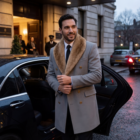 Men's Mid-Length Jacket – Wool-Blend Polo Collar