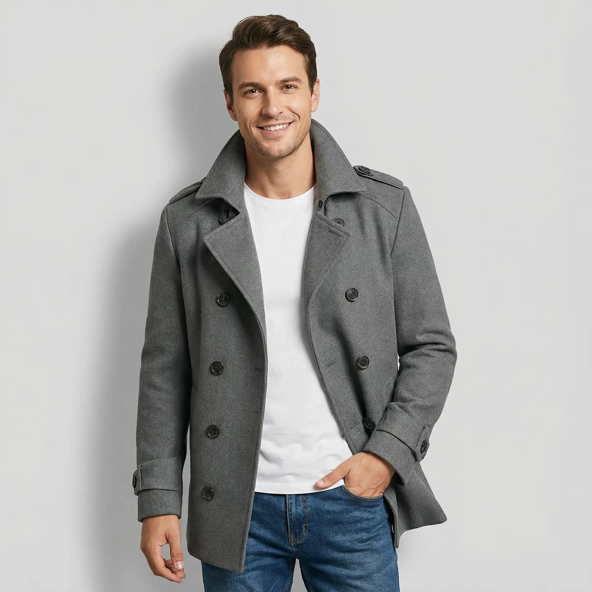 Men's Belted Trench Coat – Tailored Midi Length