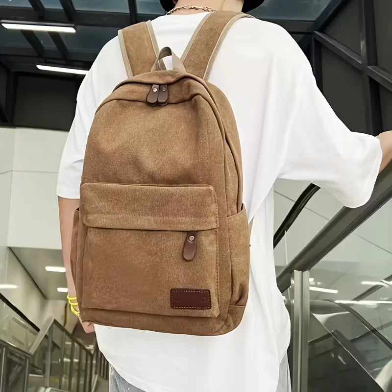 Men's Canvas Backpack – Structured Front Pocket