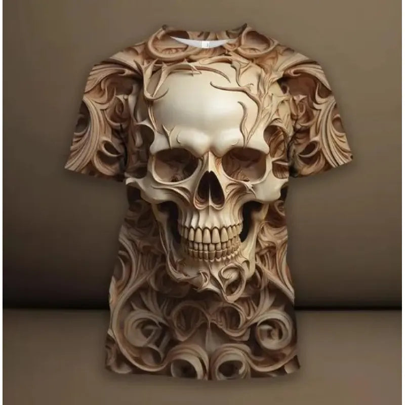 Men's Graphic T-Shirt – 3D Skull Print Loose Fit