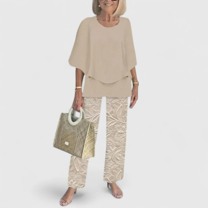 Women's Two-Piece Pants Set – Half Sleeve Wide-Leg