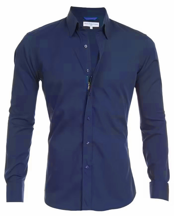 Men's Oxford Cotton Shirt – Hidden Zip Placket