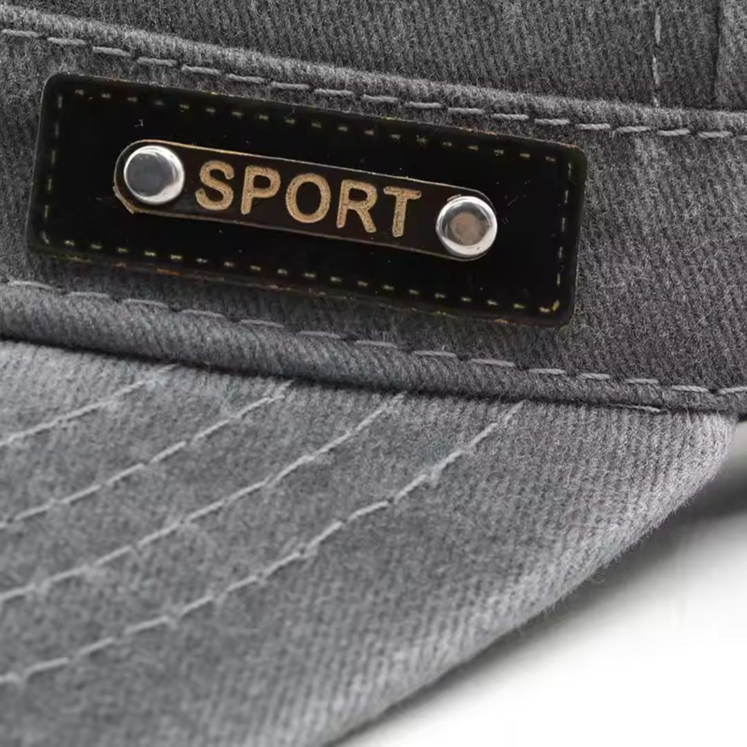 Men's Washed Cotton Cap – Flat-Top Vintage Patch