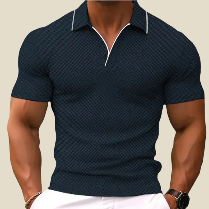 Men's Knit Polo Shirt – Slim Two-Button Placket