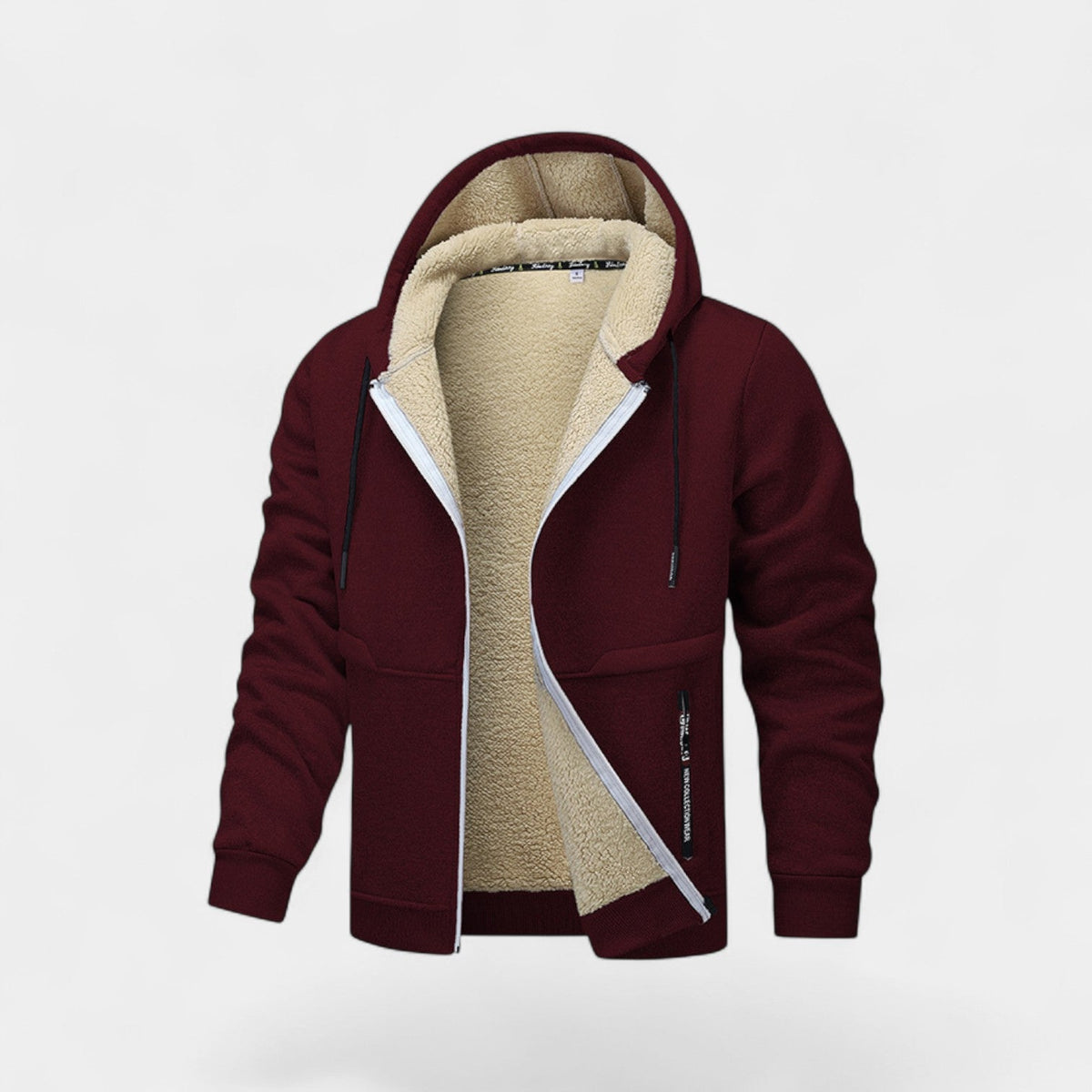 Men's Sherpa-Lined Hooded Cardigan – Full-Zip Relaxed Fit