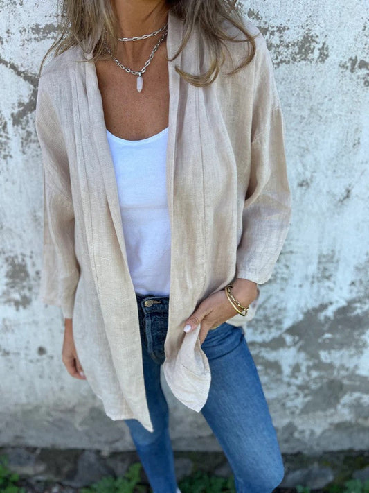 Women's Open-Front Cardigan – Three-Quarter Sleeve