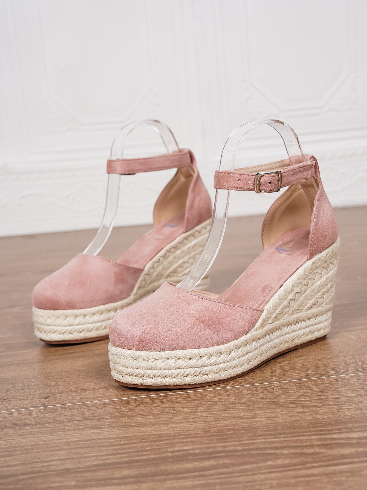 Women's Suede Platform Sandal – Braided Espadrille Sole