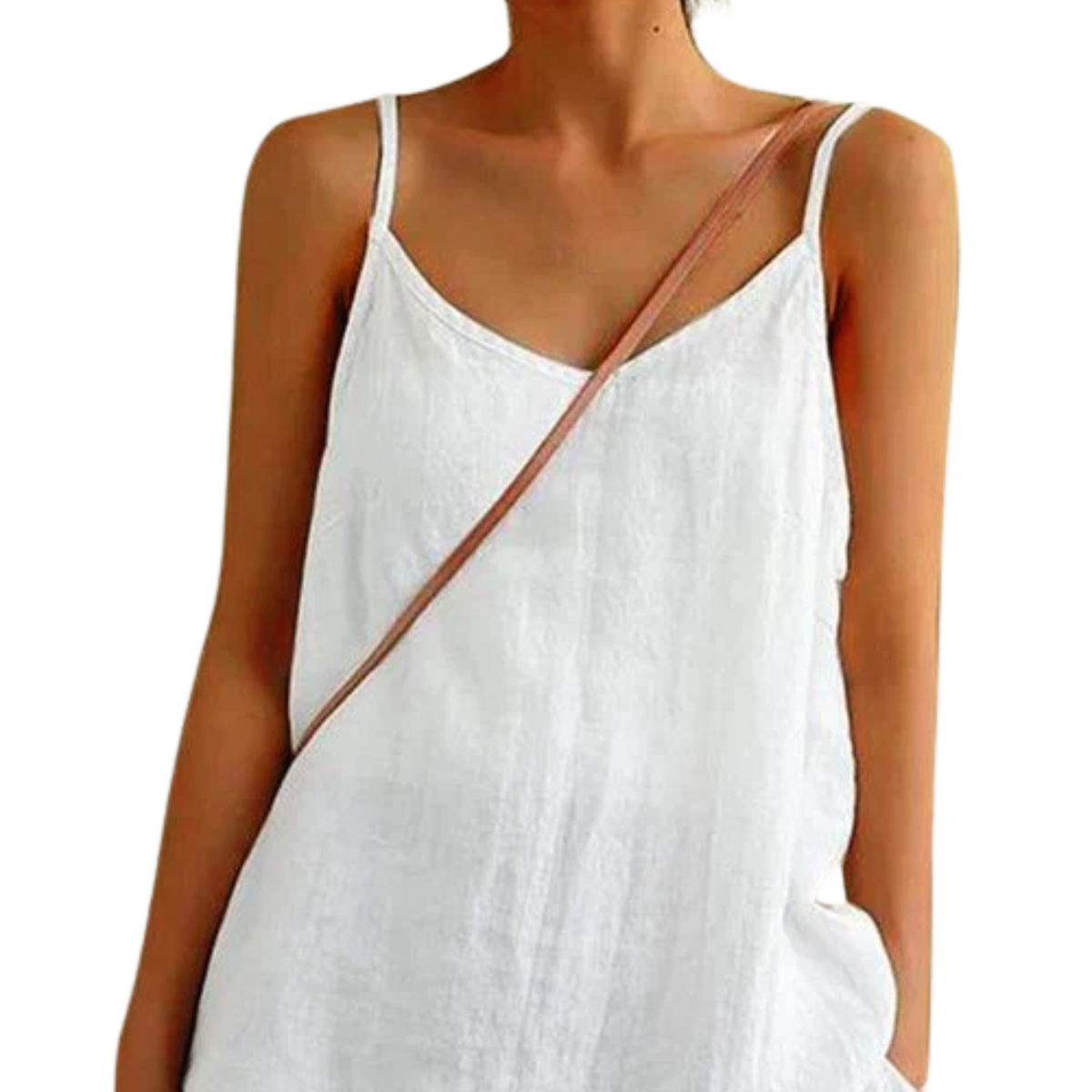 Women's Cotton-Linen Cami Top – Relaxed V-Neck Fit
