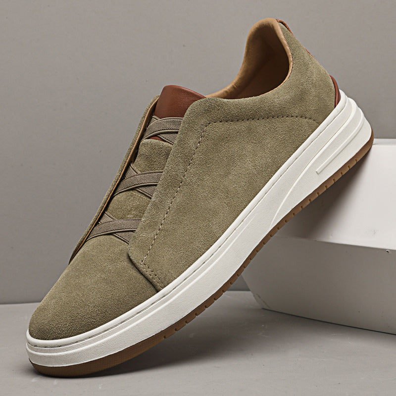Men's Suede Slip-On Sneaker – Elastic Cross Strap