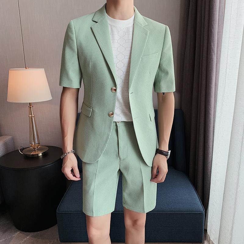 Men's Short Sleeve Blazer and Shorts Set – Notch Lapel Co-Ord