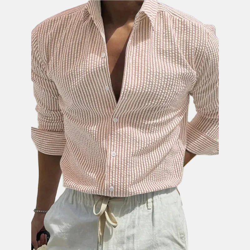 Men's Slim Striped Shirt – Tailored Button-Front Fit