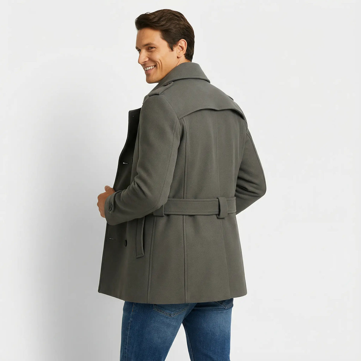 Men's Belted Trench Coat – Tailored Midi Length