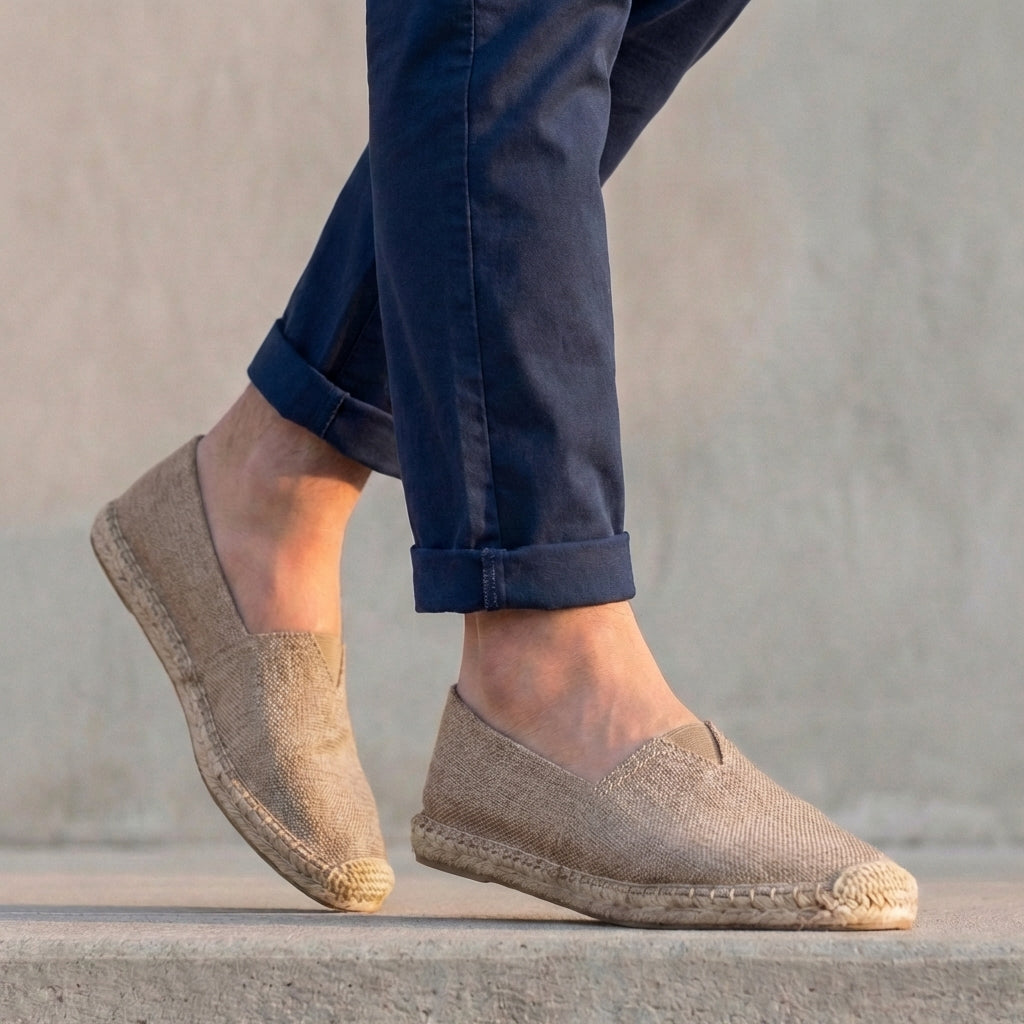 Men's Slip-On Espadrilles – Jute Sole, Cushioned Footbed