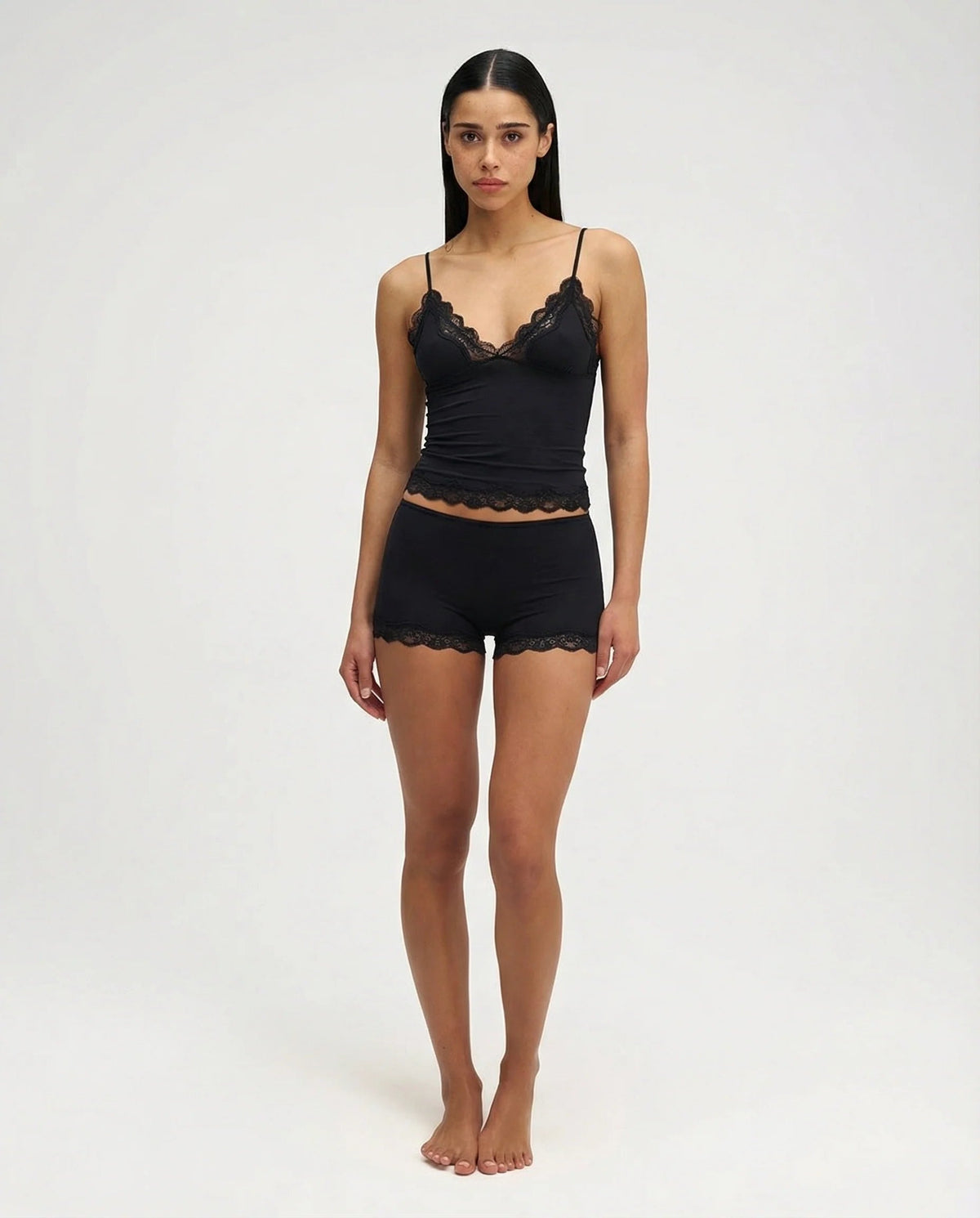Women's Cami and Shorts Sleep Set – Lace-Trimmed Stretch