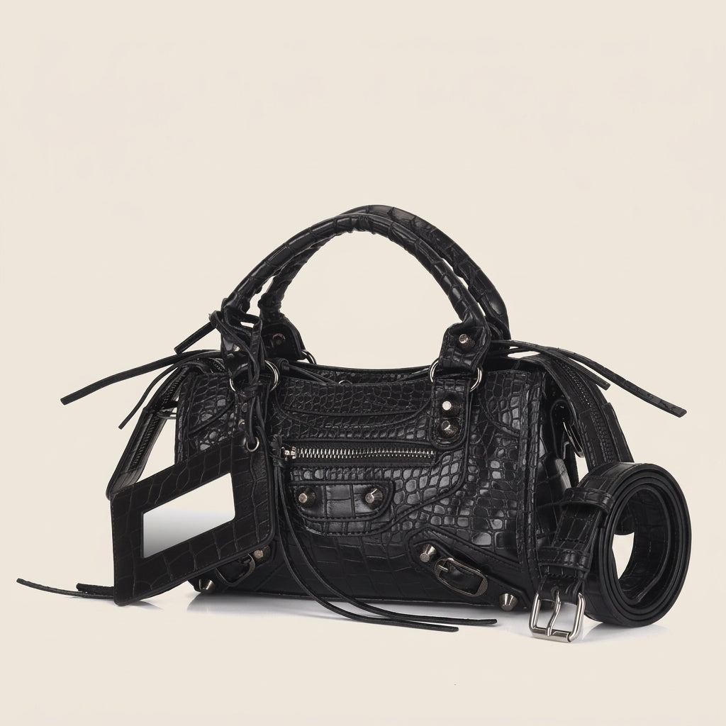 Women's Vegan Leather Crossbody Bag – Structured Zip-Top