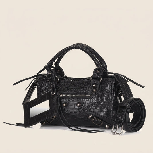 Women's Vegan Leather Crossbody Bag – Structured Zip-Top