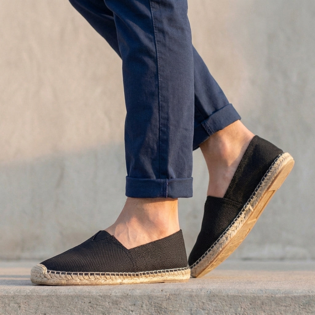 Men's Slip-On Espadrilles – Jute Sole, Cushioned Footbed