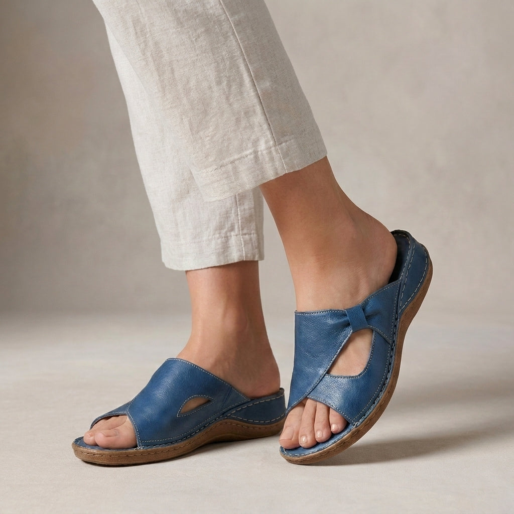 Women's Flat Sandal – Open Toe Cut-Out Strap