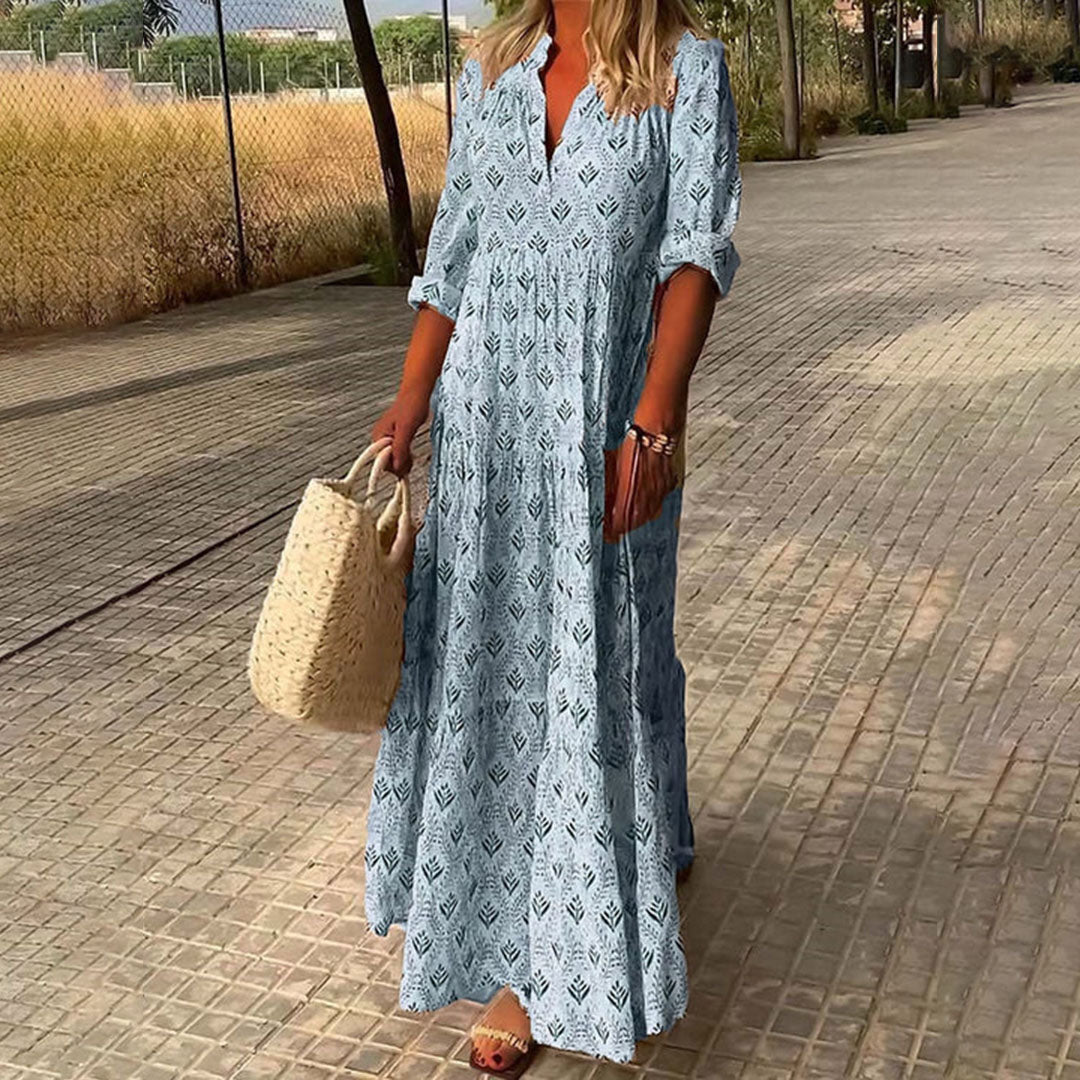 Women's V-Neck Maxi Dress – Loose Flowing Fit