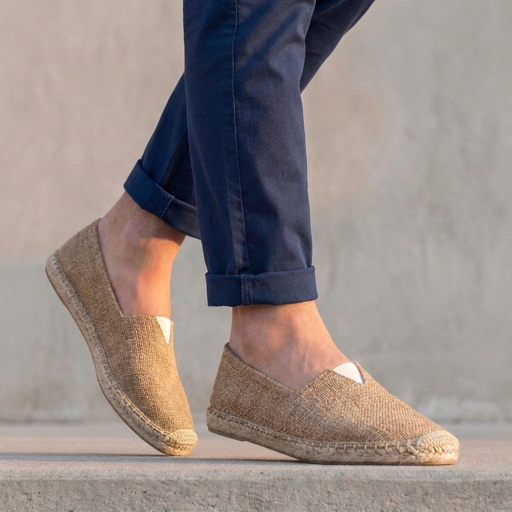 Men's Slip-On Espadrilles – Jute Sole, Cushioned Footbed
