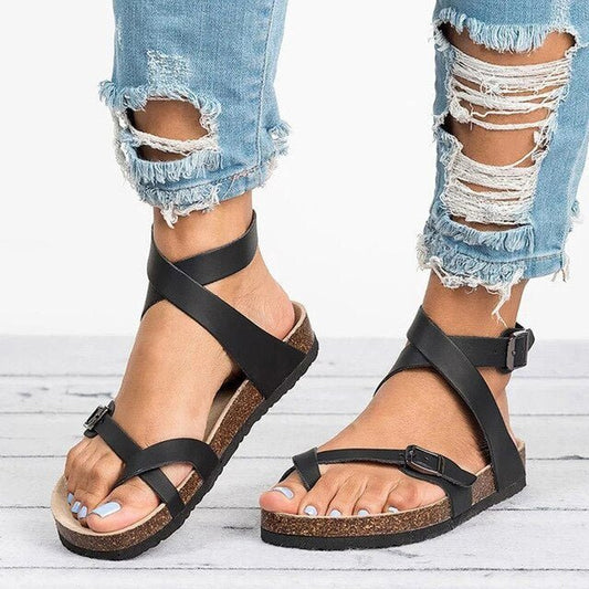 Women's Flat Sandal – Adjustable Strap Cushioned Footbed