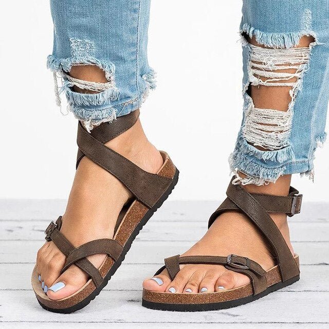 Women's Flat Sandal – Adjustable Strap Cushioned Footbed