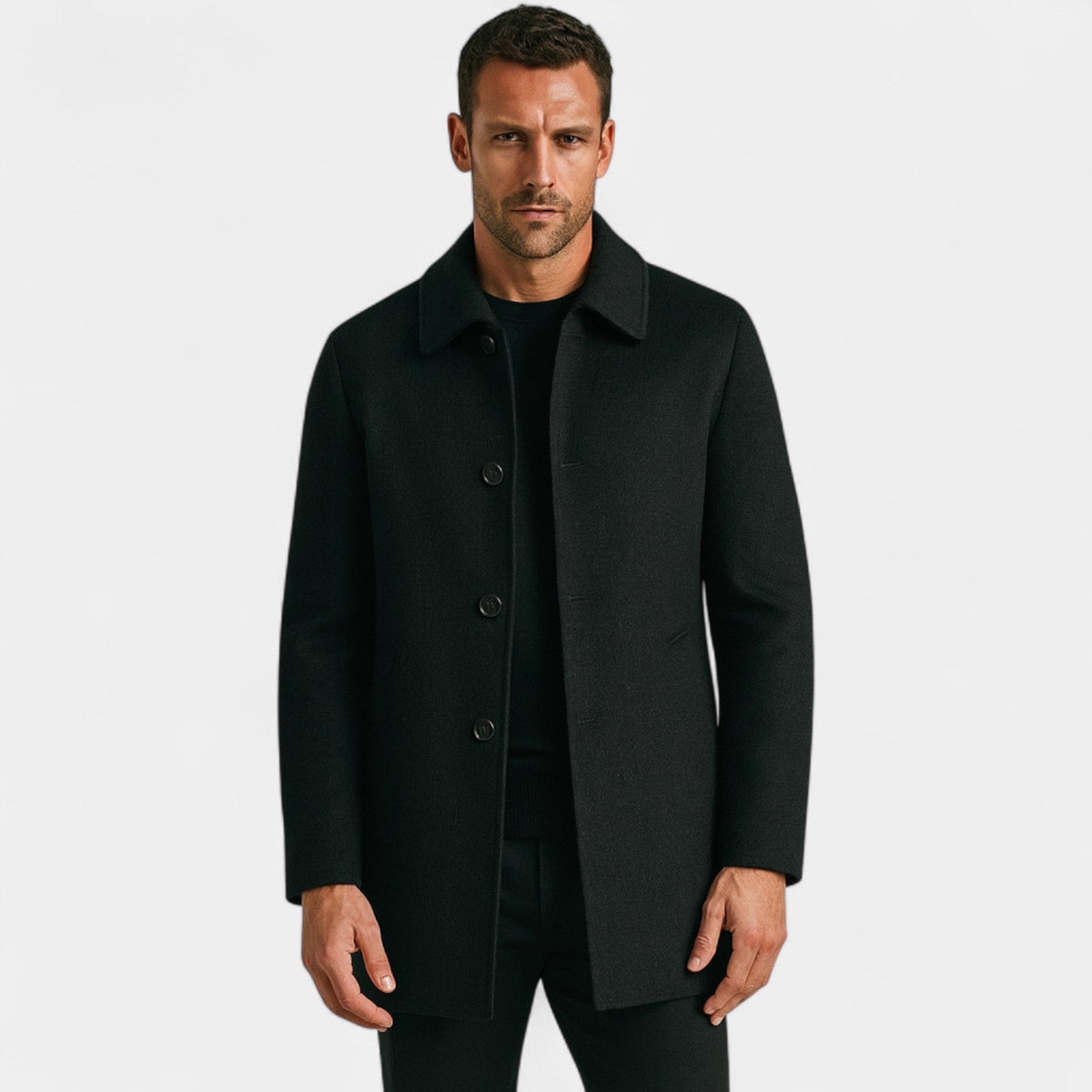 Men's Wool Lapel Coat – Tailored Structured Fit
