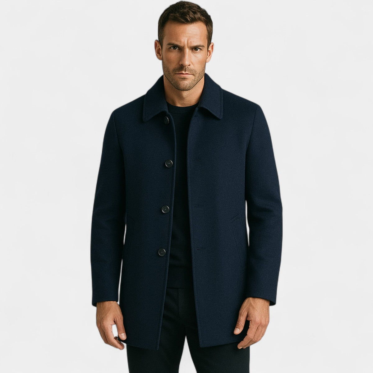Men's Wool Lapel Coat – Tailored Structured Fit